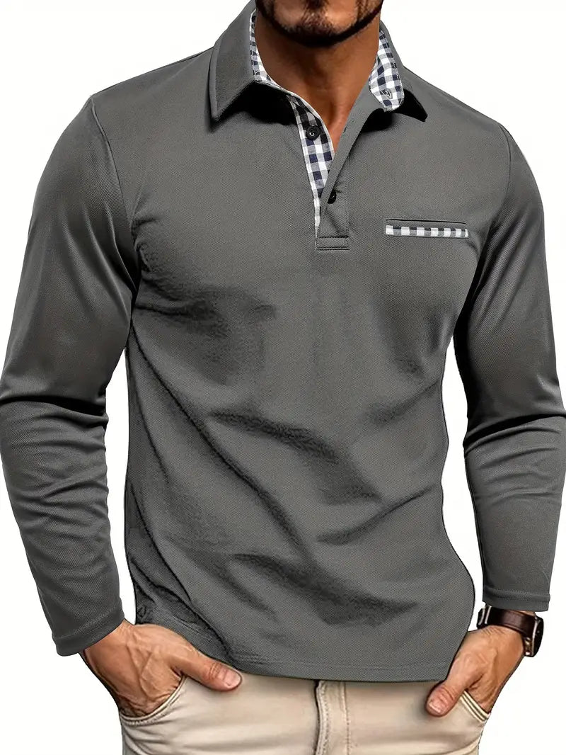 Men’S Long-Sleeved Shirt – Collar and Button Design