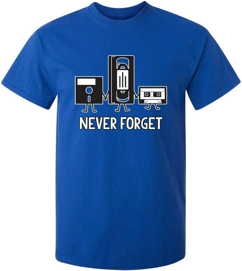 Never Forget Shirt Retro Floppy Disk VHS Cassette Funny Graphic Unisex Tee