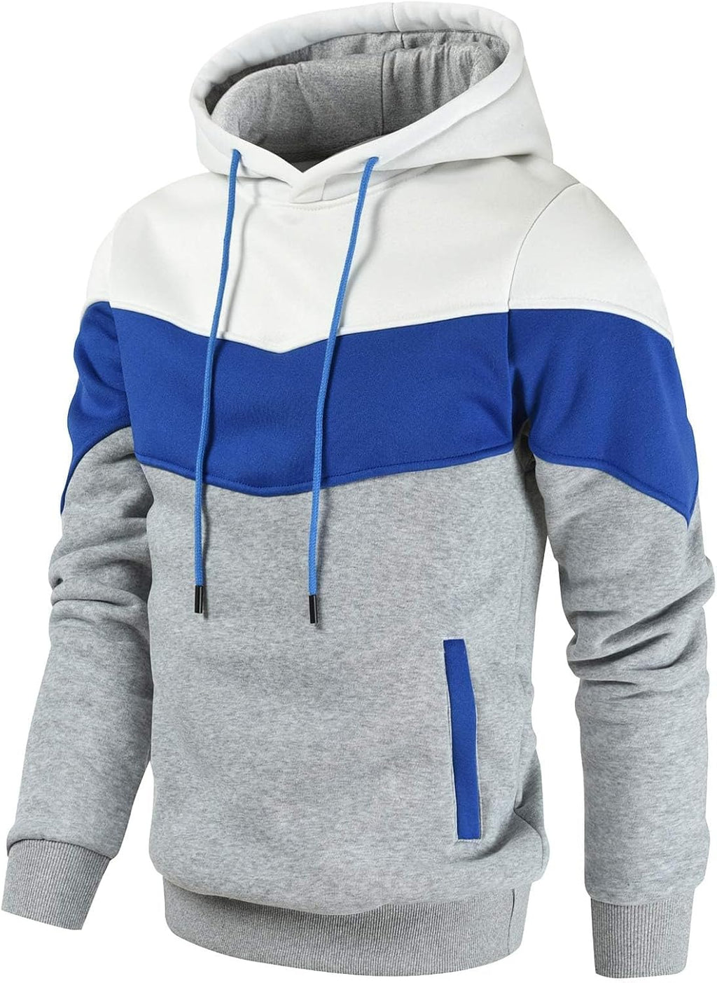 Men's Novelty Color Block Fleece Pullover Hoodie - Casual Sweatshirt