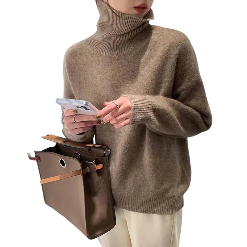 Women'S Turtleneck Jumper Oversized Knit Pullover Jumper