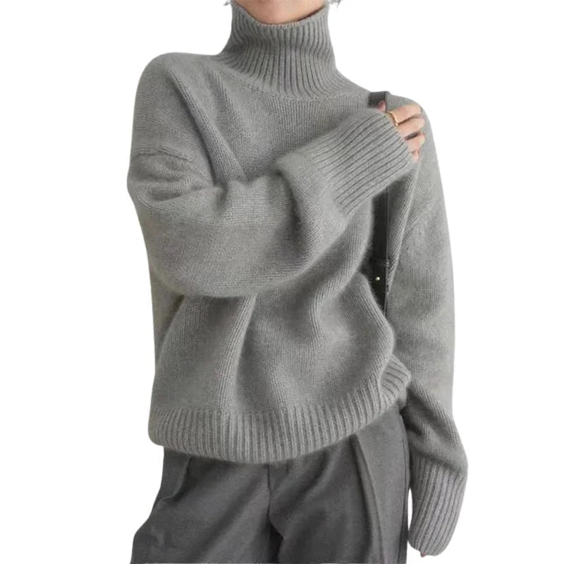 Women'S Turtleneck Jumper Oversized Knit Pullover Jumper