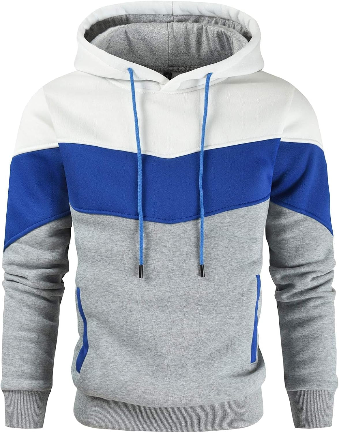 Men's Novelty Color Block Fleece Pullover Hoodie - Casual Sweatshirt