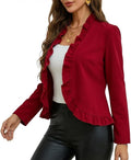 Women'S Ruffled Denim Jackets Long Sleeve Open Front Jean Cropped Top Coat 2026 Trendy Jean Jackets
