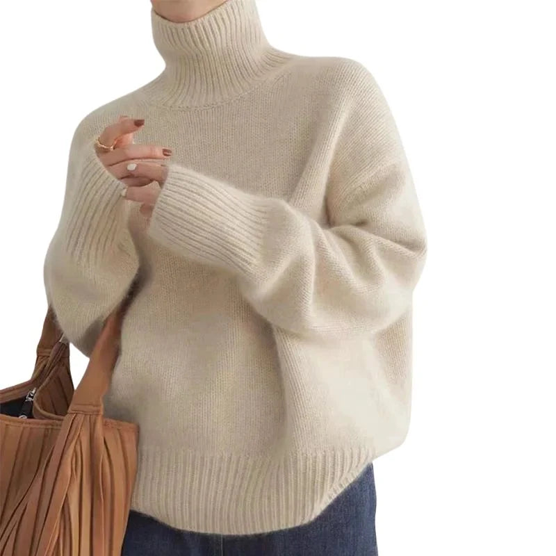Women'S Turtleneck Jumper Oversized Knit Pullover Jumper